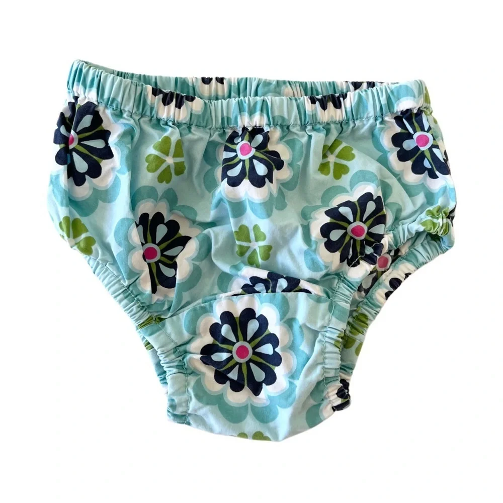 Vintage GAP Blue Green Pink Floral A-Line Dress with Bloomer SET | Girl 3 Month